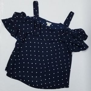 J. Crew Factory Polka Dot Cold Shoulder Blouse